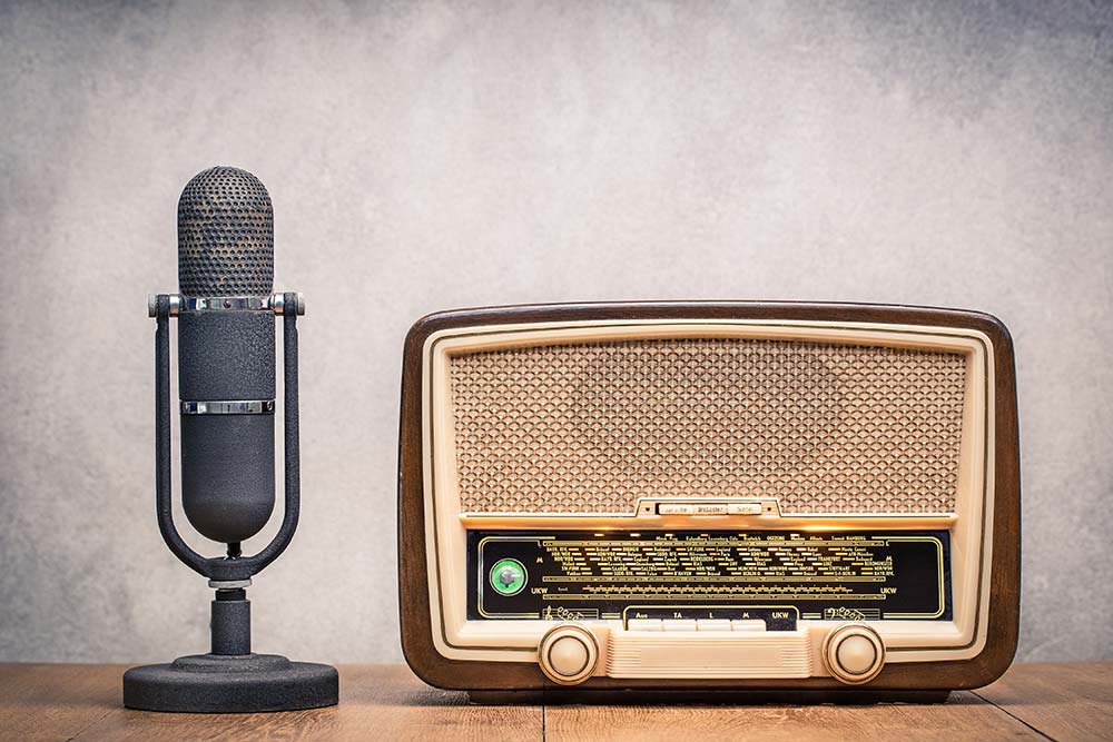 Vintage microphone and radio