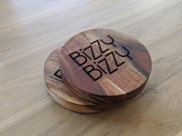 Bizzy Bizzy wooden coasters from James Rose of Agency Highway