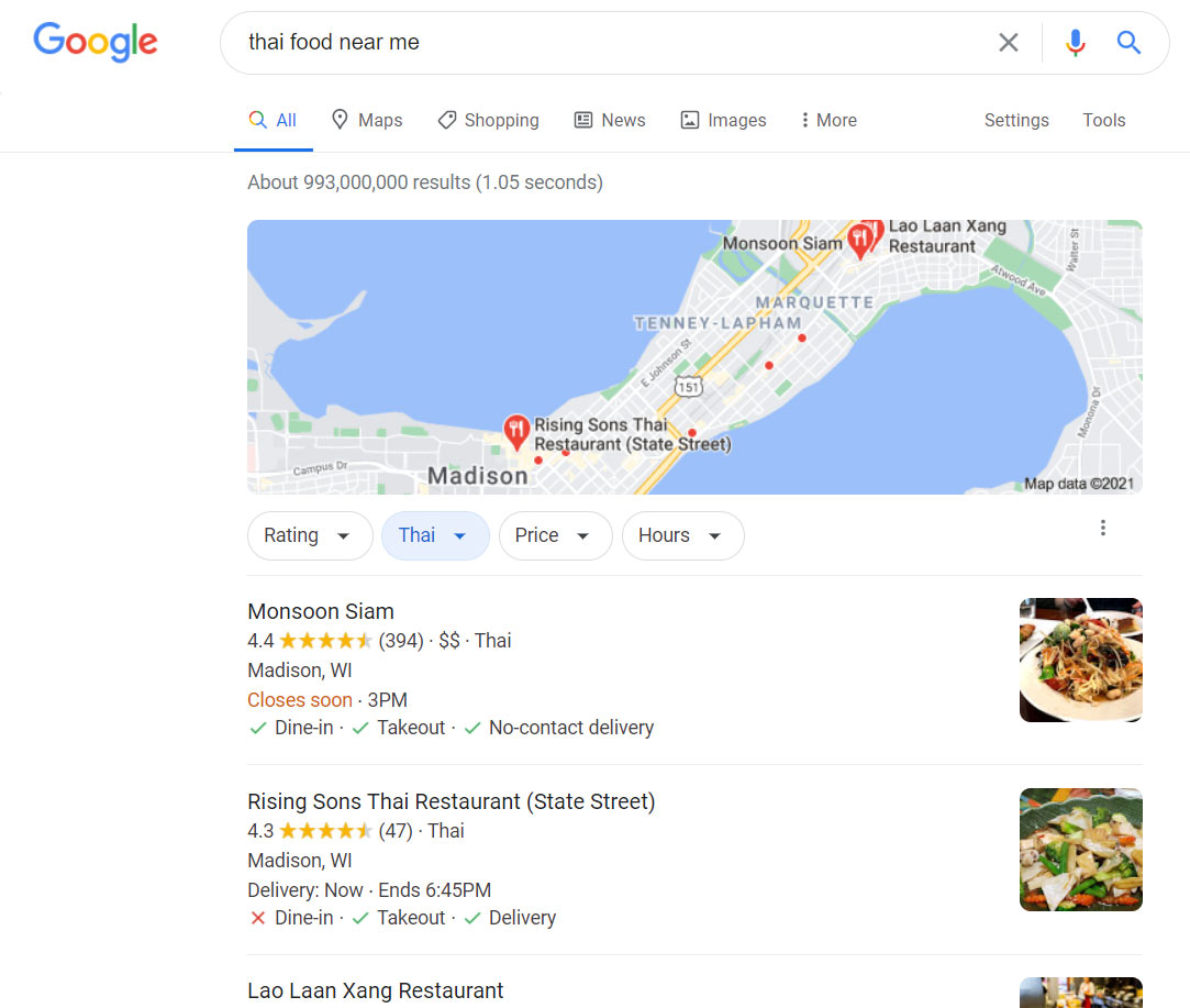 Google My Business Local Map Search Result